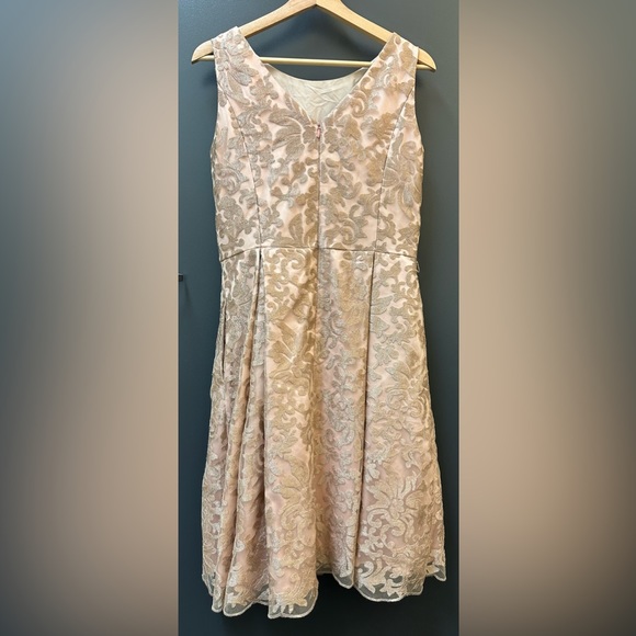 Eliza J Pink & Gold Lace Midi Dress - Picture 2 of 10